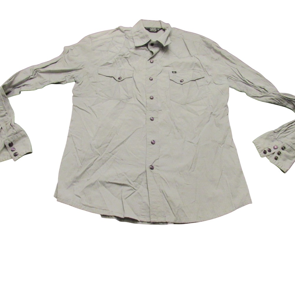 Salt Valley Western Mens Gray Long Sleeve Pearl Snap Button Shirt M
